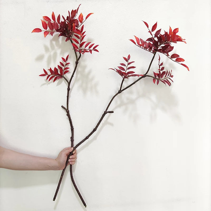 Unique New Artificial Myrtle Leaves Red Faux Silk Waterproof Eco-Friendly Greenery Stems Home Office Christmas Graduation