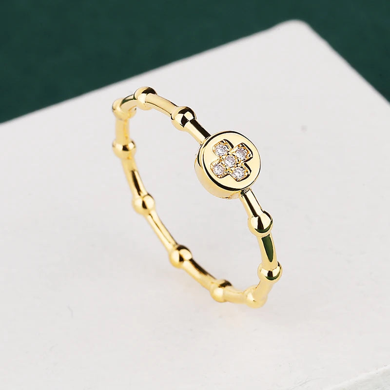 High-end Temperament Classic Gold Plated S925 Sterling Silver Zircon Women's Wedding Ring Gift