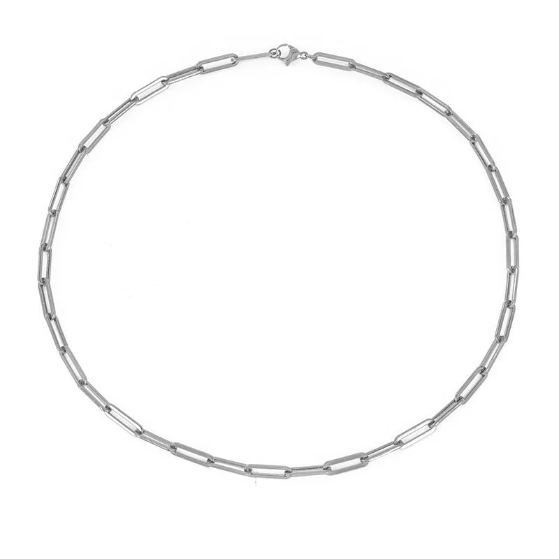 42CM 50CM Stainless Steel Paper Clip Chain Minimalist Gold Paperclip Clavicle Necklace Gold Plated