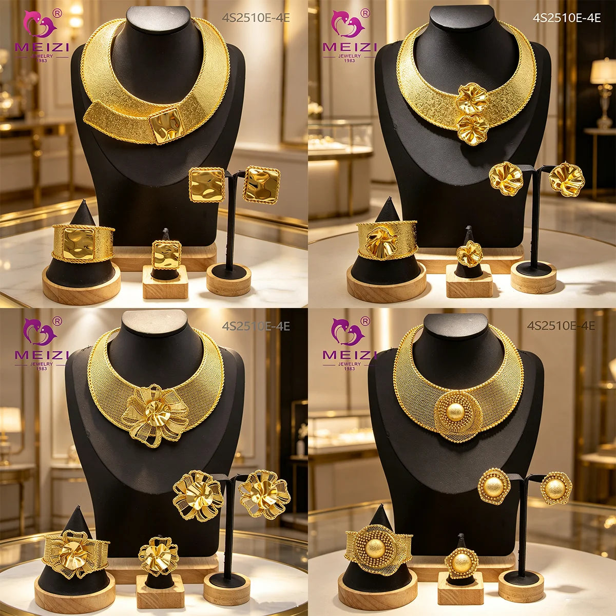 MEIZI 18K Golden Plated Brass Luxury Jewelry Set Exquisite for Women Mother's Day Valentine's Day Gift Small Batch Wholesale