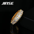 JINSE New Trend Hip Hop Round CZ Custom Brass Ring for Men Fashion Wholesale