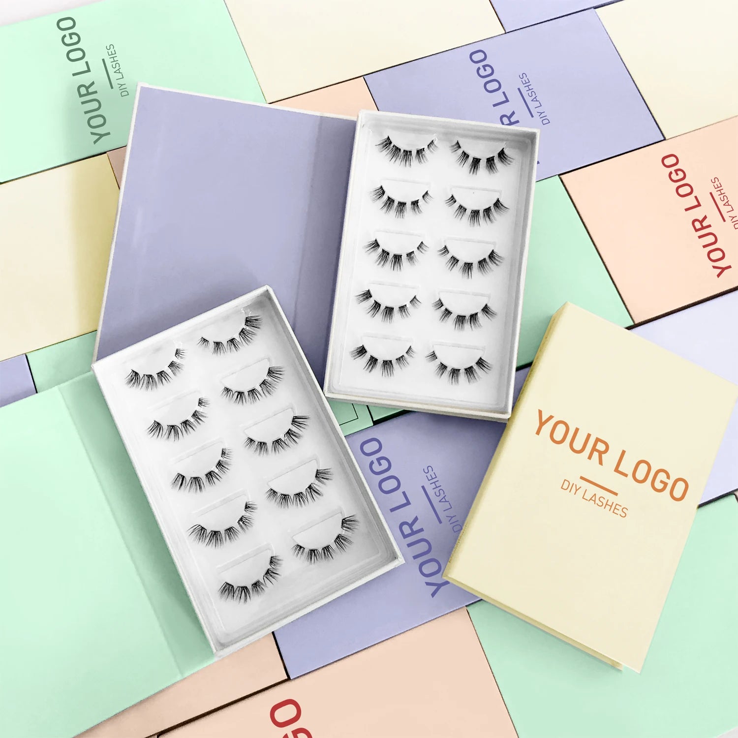 Wholesale Clear Band Segmented Eyelash Cluster Wispy Faux Mink Lashes Cluster Individual False Strip Lashes Cluster Eyelash Kit