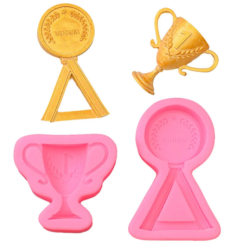 New Design Trophy Medal Shape Silicone Mold for Cake Decorating Diy Jelly Candy Baking Molds