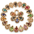 HFour New Arrival 3D Glass Nest Gold Claw Drop Shape 24 Color Flatback Sew-On Technique 10x14mm/13x18mm Loose Rhinestones