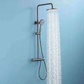 Home Use Gun Grey Rain Shower System Set Soft Thermostatic Jet Pause Slide Bar Wall Mount Brass Material Multi-Function Bathroom