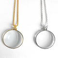 2PCS 5X Magnifier Reading Necklace 1.6 Inch Diameter Glass Lens Necklace Magnifying Pendant Necklace for Men Women
