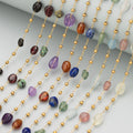 C378 1m/lot Handmade Chain Nickel-Free Stainless Steel Natural Stone Charms for DIY Bracelet Necklace Jewelry Making