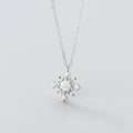 Fashion Jewelry 925 Sterling Silver Snow Flower Shaped Opal Pendant Necklaces for Women Christmas Gifts