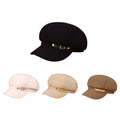 Classic Women's Wool Visor Beret Cabbie Cap Newsboy Berret Hat for Daily Casual Party Outings; Warm Cotton Octagonal Cap