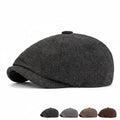 High-quality Three-dimensional Vintage Painter's Hat Cotton Octagonal Shape Checkered Newsboy Hat Gatsby Golf Driving Cap Beret