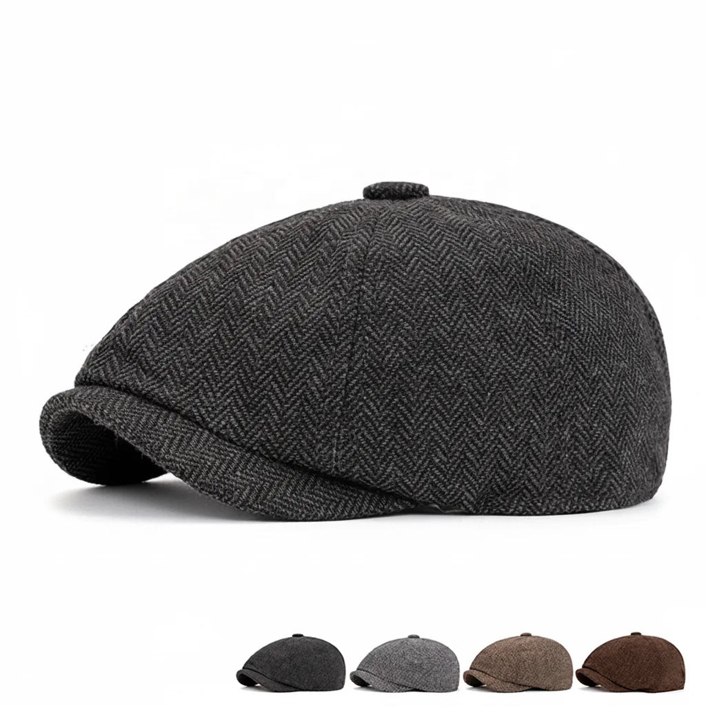 High-quality Three-dimensional Vintage Painter's Hat Cotton Octagonal Shape Checkered Newsboy Hat Gatsby Golf Driving Cap Beret