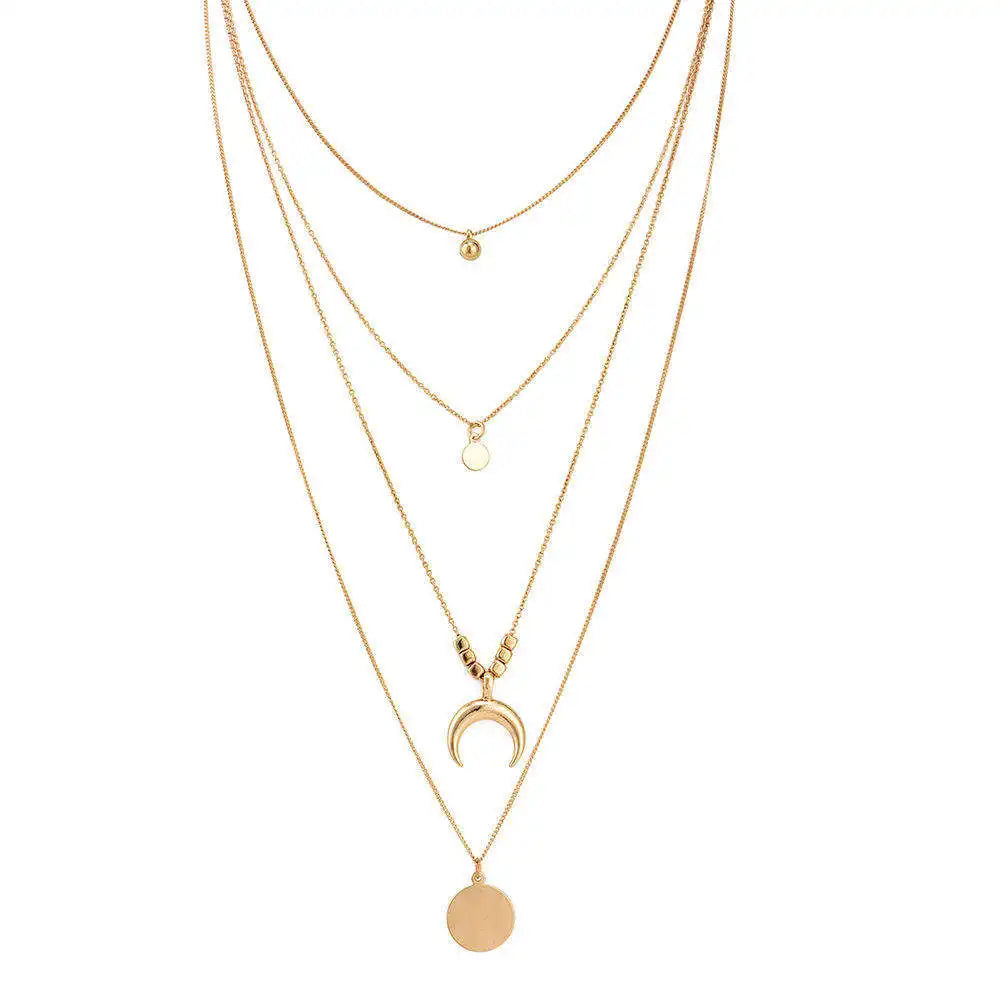 Dainty Layered Choker Necklaces Handmade Coin Multilayer Adjustable Chain Gold Plated Necklaces for Women Girls