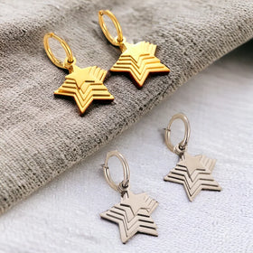 Trendy Stainless Steel Jewelry Orecchini Gioielli in Acciaio Inossidabile Pendientes Earrings Star Pendant Hoop Earrings Women