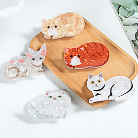MIO 8cm Cat Cartoon Latest Style PVC Plastic Hair Claw Clip for Women Lady Ponytail Holder Cute Cap Hair Grip Fashion
