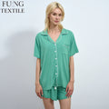 Fung 6058 Women Jersey Short Sleeve Pajama Set Popular Casual Style 2 Piece Home Wear Nightwear