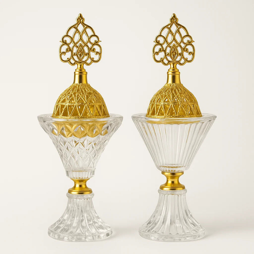 Luxurious Small Large Brass Incense Burner Set Crystal Zen Resin Home Decoration Metal Backflow Candlestick Valentine's Day