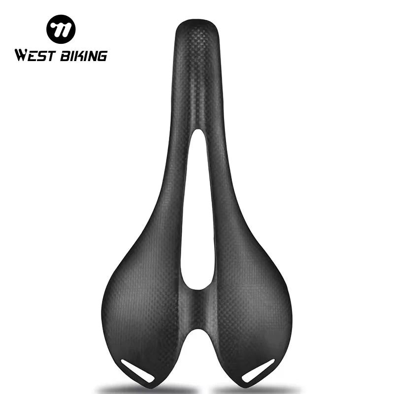 WEST BIKING Matte Glossy Black Full Carbon Ultralight Road Bicycle Saddle Cushion Seat MTB Cycling Simple Style Leather Material