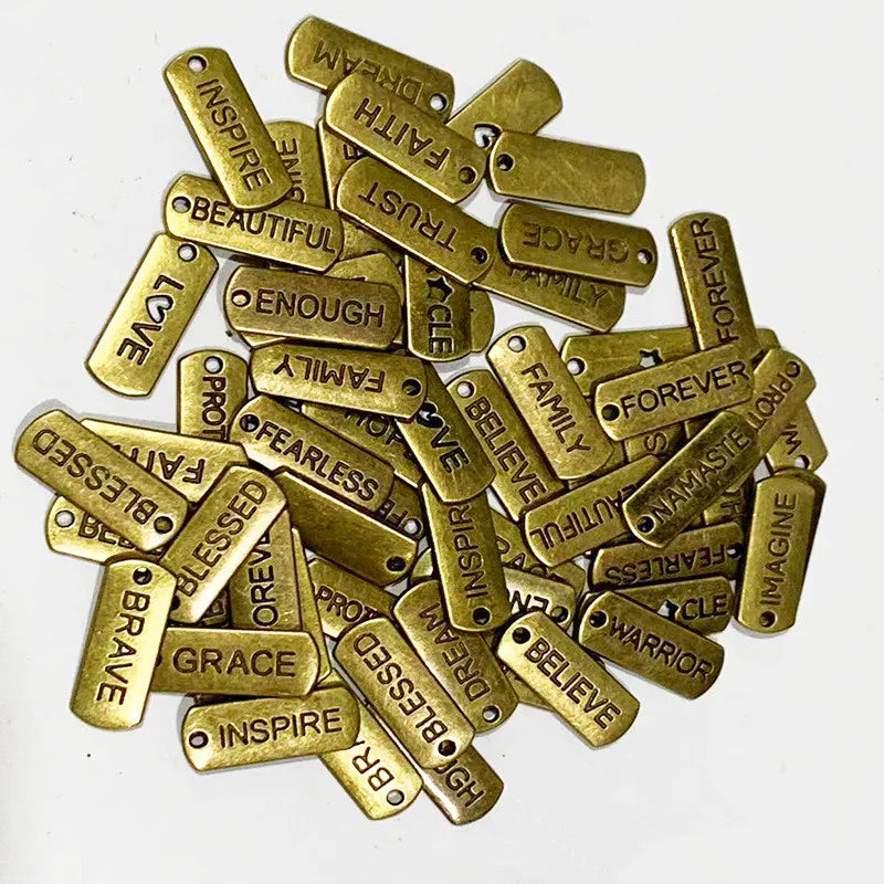 80 Pieces Engraved Motivational Word Charms Pendantsfor DIY Necklaces Bracelets Key Chains Accessories