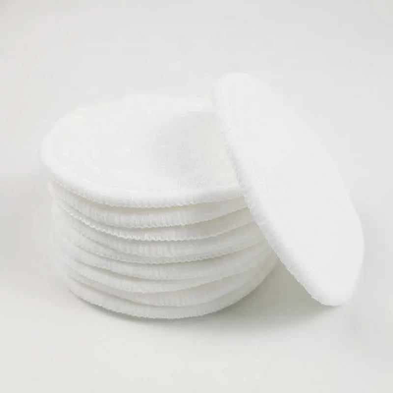 Eco-friendly 3.15" Round Reusable Bamboo Terry Makeup Remover Pads Organic Laundry Bag Soft Bamboo Face Wipe