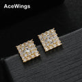 E075  Iced Men Earrings Brass CZ Stud Earring for Women Party Gift