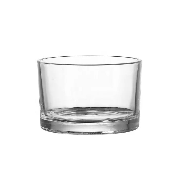 Modern Cylinder Wide Opening Transparent Short Glass Vases Candle  Glass Jar Filling Party Christmas Home Decoration and Hotels