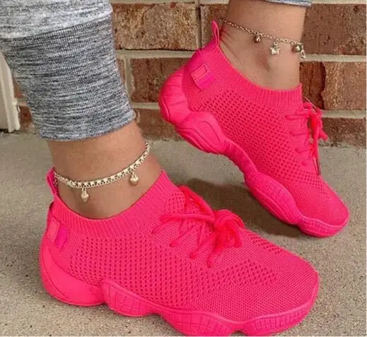 Vulcanized Shoes Ladies Trainer Lace up Spring Female Flat Tennis Shoes Women Casual Platform Chunky Sneakers Socks Sneakers