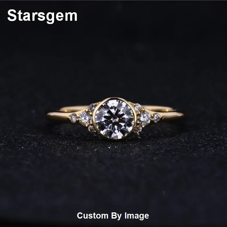 Starsgem  Bezel Setting 0.5ct IGI D VS1  Lab Grown Diamond 14K Solid Gold Diamond Ring