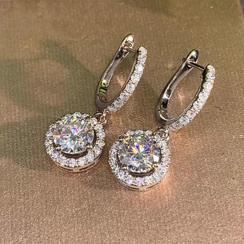 CAOSHI New Trend Style Big Zircon Dangle Ladies Earrings Charm Statement Rose Gold Plating Engagement Women CZ Designer Earrings