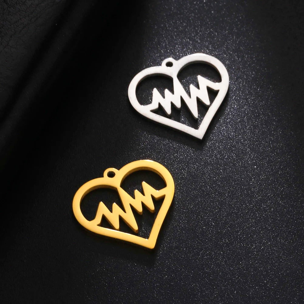 Love Heart Shape Real Gold Plated Charm Stainless Steel Pendant Jewelry for DIY