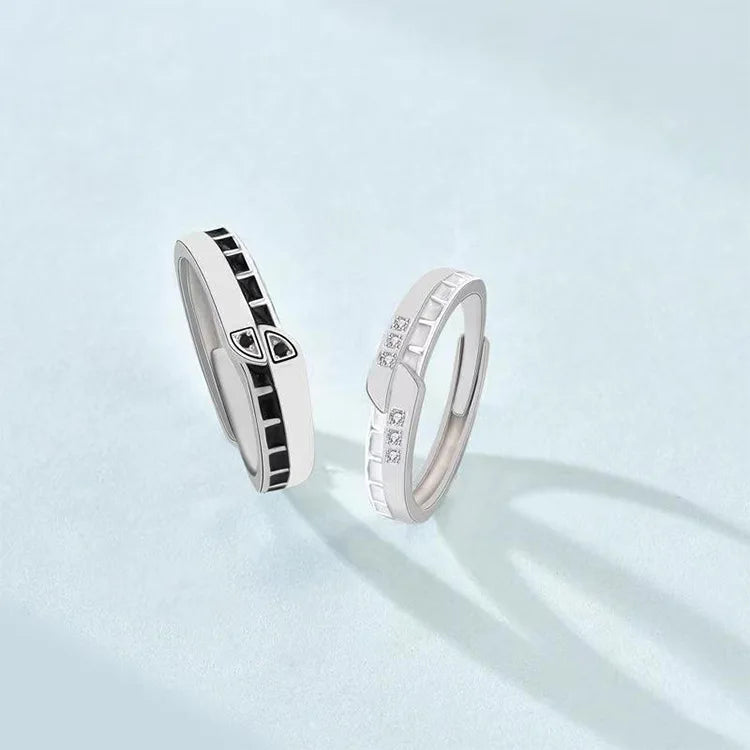 Couple Wedding Ring Sets Wholesale Personality Open Adjustable Couple Ring Fashion Black White Design Lover Ring for Men Women