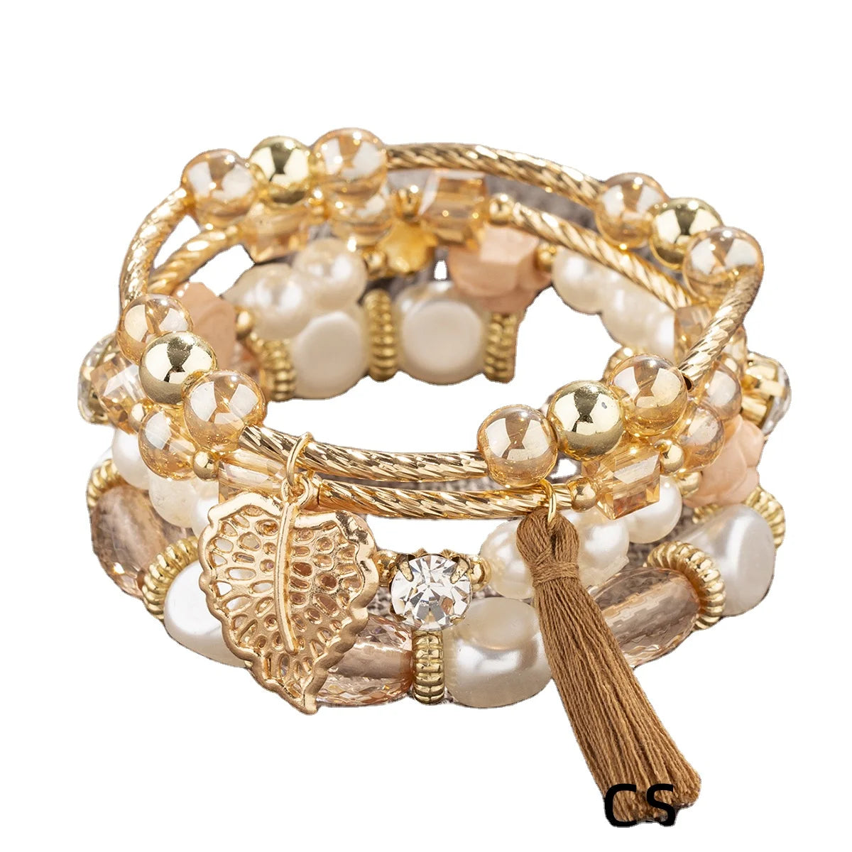 New Style Bohemian Bracelet Leaf Pendant Tassel Set of 4 Bracelets Fashion Women Jewelry