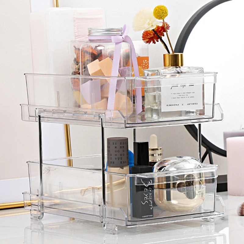 DOOSO 2-Tier Clear Organizing Bins Pantry Organizers and Storage Eco-friendly Storage Drawers Fpr Bathroom