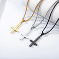 Classic Small Cross Pendant Necklace Simple Religious Chain Custom Stainless Steel Pendant Plain Cross Necklace