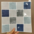 Marble Blue Self Adhesive Wall Tile Sticker 3D Peel and Stick Smart Wall Tile Square Mosaic Tile for Kitchen Backsplash