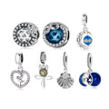 Authentic 925 Sterling Silver Pendant Star Butterfly Beads Charm Fit Original Women Bracelet Fine Silver Jewelry with clear CZ