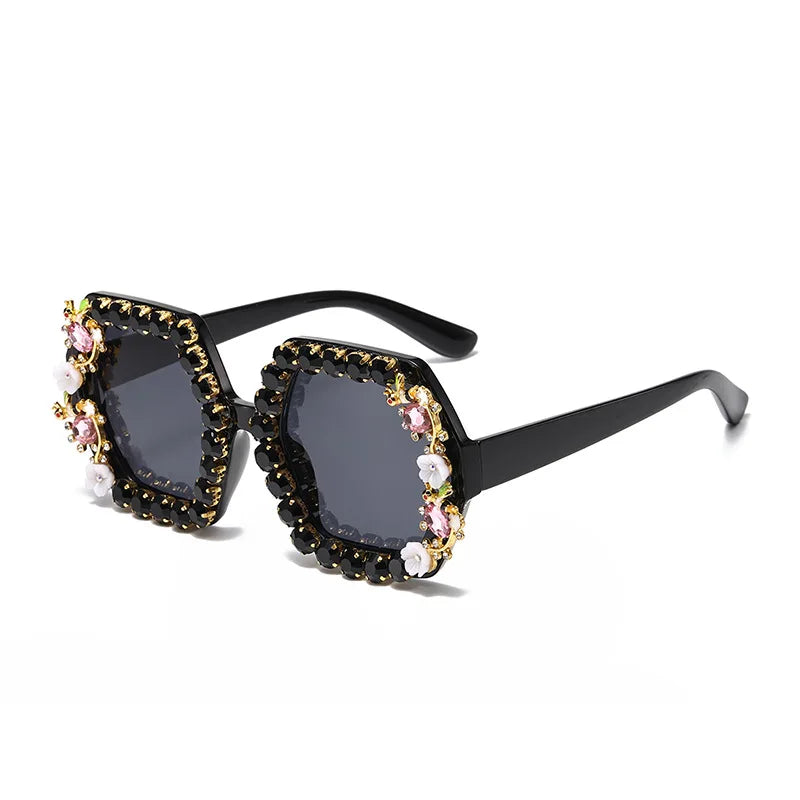 Brand Luxury Square Diamond Crystal Sun Glasses Shades Oculos De Sol Gafas Feminino Uv400 Rhinestone Sunglasses Cat Eye Kids