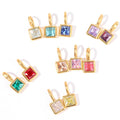 Diy Basic Live Chain Bracelet Necklace Stainless Steel Pendant Unique Geometric Square Colorful Zircon 12 Birthstones Pendant