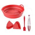 7.5 / 8.5 Inches New Air Fryer Silicone Accessories Kit  Reusable Folding Collapsible Liner Pot Brush Glove Set Gift Box Package
