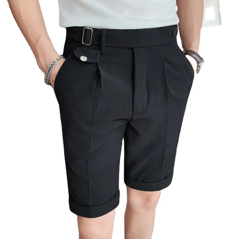 Customized Logo Brand Professional Made to Measure Men Hip Hop Waterproof Woven Solid Mid Waist Dark Pants Trousers Shorts