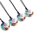 Star Moon Shaped Natural Stone Healing Crystal Pendant Charms Necklaces Crystal Chips 7 Chakra Necklace Reiki Yoga Jewelry Gift