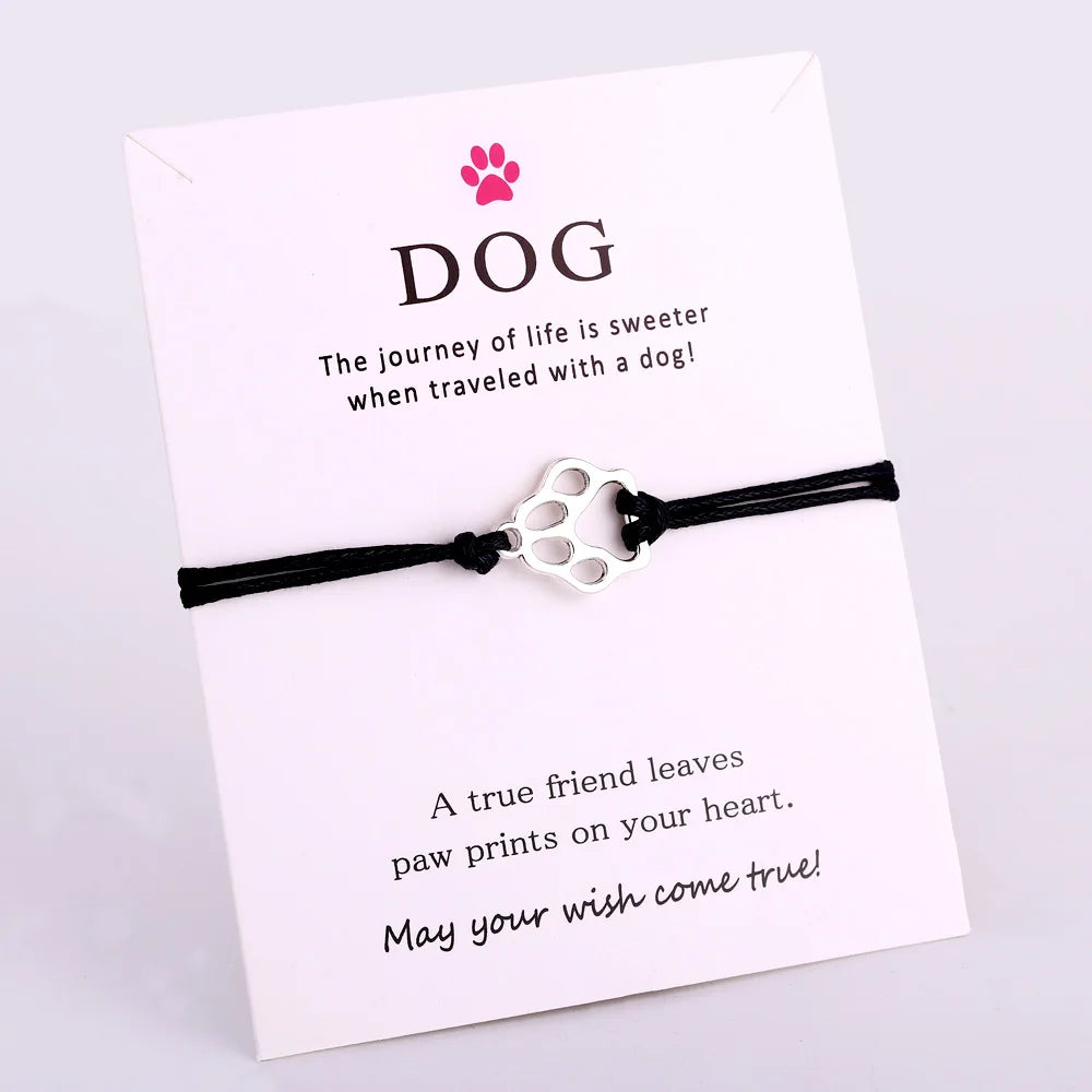 Manufacturer Cat Dog Mom Mum Custom Antique Silver Dog Paw Dog Lover Person Men Rope Ladies Women Bracelet