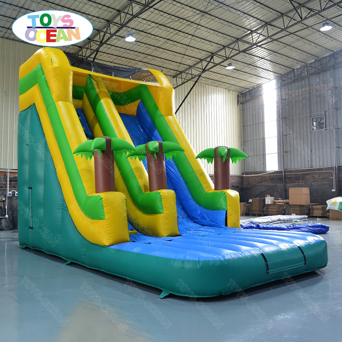 Custom Commercial Outdoor Coconut Tree Slides Inflatable Wet and Dry Slides Kids Water Slides for Sale