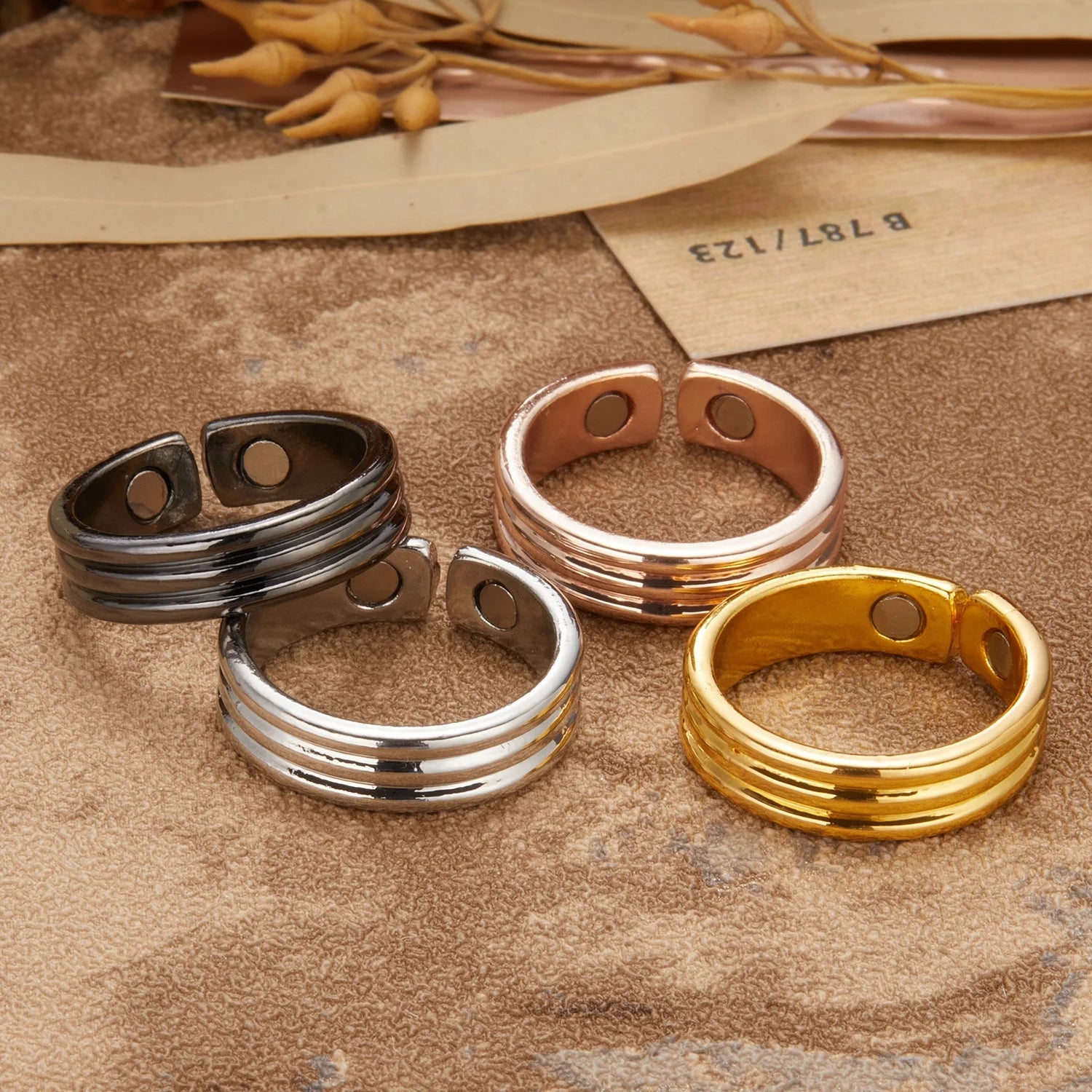 2022 New Design Magnetic Health Opening Ring Fine Rings Jewelry Copper Magnetic Fidget Rings
