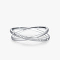 Ailmay Solid 925 Sterling Silver Fashion Cross Line Shiny Zirconia Finger Ring for Women Personality Party Fine Jewelry Gifts