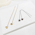 2025 Fashion Simplest Stainless Steel Jewelry Long Tassel Chain Heart Dangle Earrings 18k Gold Plated Stud Earrings Women Gift