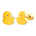 N&S Vintage Gold Color Stainless Steel Yellow Duck Design Stud Earrings for Women Summer Style Gift Idea