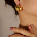 New Arrival Boho Earrings 18k Gold Plated Stainless Steel Non Tarnish High Polished 27mm Diameter Ball Stud Earrings for Women