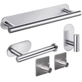Wall Mount 5 Pcs Bathroom Hardware Set Stainless Steel Toilet Accessories Paper Holder Shower Hanging Hooks Towel Rack Set