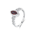 Retro Light Luxury Gemstone Ring 925 Sterling Silver Rhodium Plated Simulation Ruby Fine Jewelry Marquise Zirconia Ring
