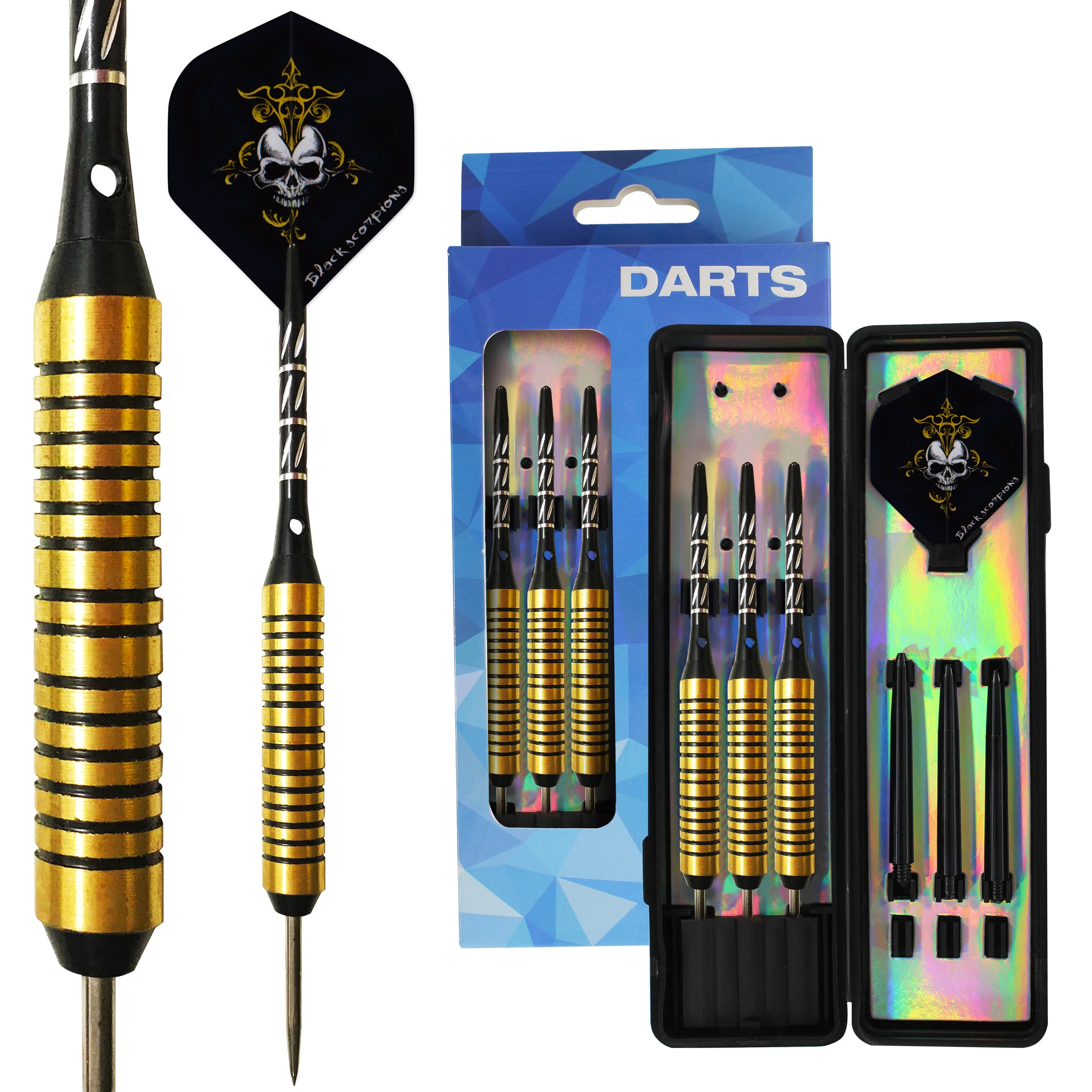 Brass Darts Set with Copper Barrel and Aluminum Shaft 3 Throwing 26g Darts for Dart Game Training